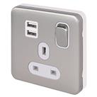 Schneider Electric Lisse Deco 13A 1-Gang SP Switched Socket + 2.1A 10.5W 2-Outlet Type A USB Charger