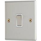 Contactum iConic 10AX 1-Gang 2-Way Light Switch Brushed Steel with White Inserts (630RP)