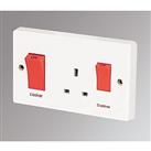 Crabtree Capital 45 A & 13A 2-Gang DP Cooker Switch & 13A DP Switched Socket White (63376)