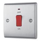 British General Nexus Metal 45A 1-Gang DP Cooker Switch Brushed Steel with LED (63869)