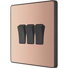 British General Evolve 20 A 16AX 3-Gang 2-Way Light Switch Copper with Black Inserts (642PY)