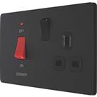 British General Evolve 45A 2-Gang 2-Pole Cooker Switch & 13A DP Switched Socket Matt Black with 