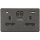 Knightsbridge 13A 2-Gang SP Switched Socket + 4.0A 20W 2-Outlet Type A & C USB Charger Smoked Br