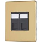 Contactum Lyric 2-Gang Double RJ45 Ethernet Socket Brushed Brass with Black Inserts (648RR)
