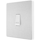 British General Evolve 10A 1-Gang 1-Way Bell Push Switch Brushed Steel with White Inserts (656PY)