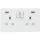 Knightsbridge 13A 2-Gang SP Switched Socket + 2.4A 12W 2-Outlet Type A USB Charger Matt White with W