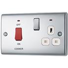 British General Nexus Metal 45A 2-Gang DP Cooker Switch & 13A DP Switched Socket Polished Chrome