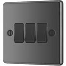 LAP 20A 16AX 3-Gang 2-Way Light Switch Black Nickel with Black Inserts (661PN)