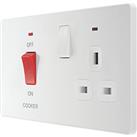 British General Evolve 45A 2-Gang 2-Pole Cooker Switch & 13A DP Switched Socket Pearlescent Whit