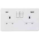 Knightsbridge 13A 2-Gang SP Switched Socket + 4.0A 20W 2-Outlet Type A & C USB Charger Matt Whit