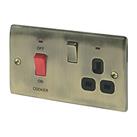 British General Nexus Metal 45A 2-Gang DP Cooker Switch & 13A DP Switched Socket Antique Brass w