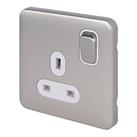 Schneider Electric Lisse Deco 13A 1-Gang DP Switched Plug Socket Brushed Stainless Steel with White 