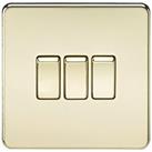 Knightsbridge 10AX 3-Gang 2-Way Light Switch Polished Brass (705TY)
