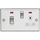 Knightsbridge 45A 2-Gang DP Cooker Switch & 13A DP Switched Socket Polished Chrome with LED with