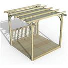 Forest Ultima 8' x 8' (Nominal) Flat Pergola & Decking Kit with 1 x Balustrade & Canopy (723