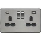 Knightsbridge 13A 2-Gang SP Switched Socket + 4.0A 20W 2-Outlet Type A & C USB Charger Black Nic