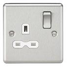 Knightsbridge 13A 1-Gang DP Switched Single Socket Brushed Chrome with White Inserts (740TY)