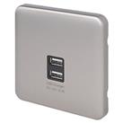 Schneider Electric Lisse Deco 3.1A 10.5W 2-Outlet Type A USB Socket Brushed Stainless Steel with Bla