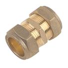 Flomasta Brass Compression Equal Couplers 22mm 10 Pack (74627)