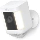 Ring Cam Plus Battery-Powered White Wireless 1080p Outdoor Smart Camera with Spotlight with PIR Sensor (748HE)