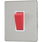 Contactum Lyric 45A 1-Gang DP Control Switch Brushed Steel with White Inserts (752RP)