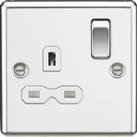 Knightsbridge 13A 1-Gang DP Switched Single Socket Polished Chrome with White Inserts (752TY)