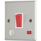 Contactum iConic 32A 1-Gang DP Control Switch & Flex Outlet Brushed Steel with Neon with White I