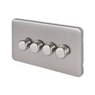 Schneider Electric Lisse Deco 4-Gang 2-Way Dimmer Switch Brushed Stainless Steel (767FF)