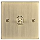 Knightsbridge 10AX 1-Gang Intermediate Switch Antique Brass with Colour-Matched Inserts (777TY)