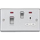 Knightsbridge 45A 2-Gang DP Cooker Switch & 13A DP Switched Socket Brushed Chrome with LED with 