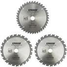 Erbauer Wood Saw Blades 165mm x 20mm 24 & 40T 3 Pack (787GE)