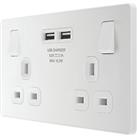 British General Evolve 13A 2-Gang SP Switched Socket + 3.1A 15.5W 2-Outlet Type A USB Charger Pearle