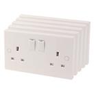 13A 2-Gang SP Switched Plug Socket White 5 Pack (8025D)