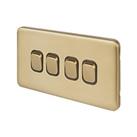 Schneider Electric Lisse Deco 10AX 4-Gang 2-Way Light Switch Satin Brass with Black Inserts (810FF)
