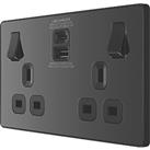 British General Evolve 13A 2-Gang SP Switched Socket + 3A 30W 2-Outlet Type A & C USB Charger Bl