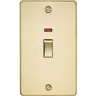 Knightsbridge 45A 2-Gang DP Control Switch Polished Brass with LED (815TX)