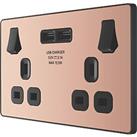 British General Evolve 13A 2-Gang SP Switched Socket + 3.1A 15.5W 2-Outlet Type A USB Charger Copper