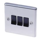 LAP 10AX 3-Gang 2-Way Light Switch Brushed Stainless Steel with Black Inserts (82315)