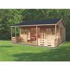 Shire Kingswood 19' 6" x 17' 6" (Nominal) Reverse Apex Timber Log Cabin with Assembly (829