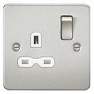 Knightsbridge 13A 1-Gang DP Switched Single Socket Brushed Chrome with White Inserts (829VF)