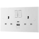 British General 900 Series 13A 2-Gang SP Switched Socket + 2.4A 12W 2-Outlet Type A & C USB Char