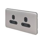 Schneider Electric Lisse Deco 13A 2-Gang Unswitched Plug Socket Brushed Stainless Steel with Black I