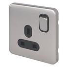 Schneider Electric Lisse Deco 13A 1-Gang DP Switched Plug Socket Brushed Stainless Steel with Black 