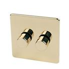 Crabtree Platinum 2-Gang 2-Way Dimmer Switch Polished Brass (84762)