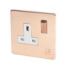 Varilight 13AX 1-Gang DP Switched Plug Socket Anti-Microbial Copper with White Inserts (8503H)