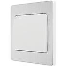British General Evolve 20 A 16AX 1-Gang 2-Way Wide Rocker Light Switch Brushed Steel with White Inse