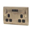 British General Nexus Metal 13A 2-Gang SP Switched Socket + 3.1A 15.5W 2-Outlet Type A USB Charger A