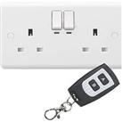 Knightsbridge 13A 2-Gang SP Switched Remote Control Socket White with LED (864PX)