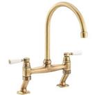 Streame by Abode ACT3038 Traditional Deck-Mounted Bridge Mixer Antique Brass (881JM)