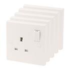 13A 1-Gang SP Switched Plug Socket White 5 Pack (9049D)